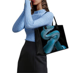 Turquoise Snake Print Canvas Tote Bag