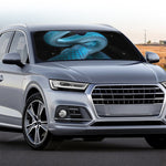 Turquoise Snake Print Car Windshield Sun Shade