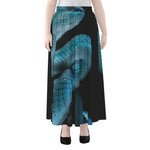 Turquoise Snake Print Chiffon Maxi Skirt