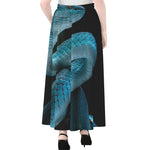 Turquoise Snake Print Chiffon Maxi Skirt