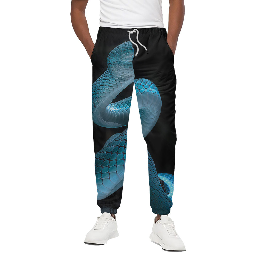 Turquoise Snake Print Cotton Pants