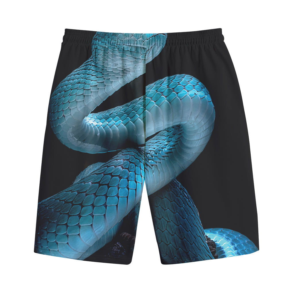 Turquoise Snake Print Cotton Shorts