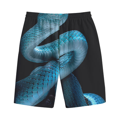 Turquoise Snake Print Cotton Shorts