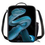 Turquoise Snake Print Crossbody Lunch Bag