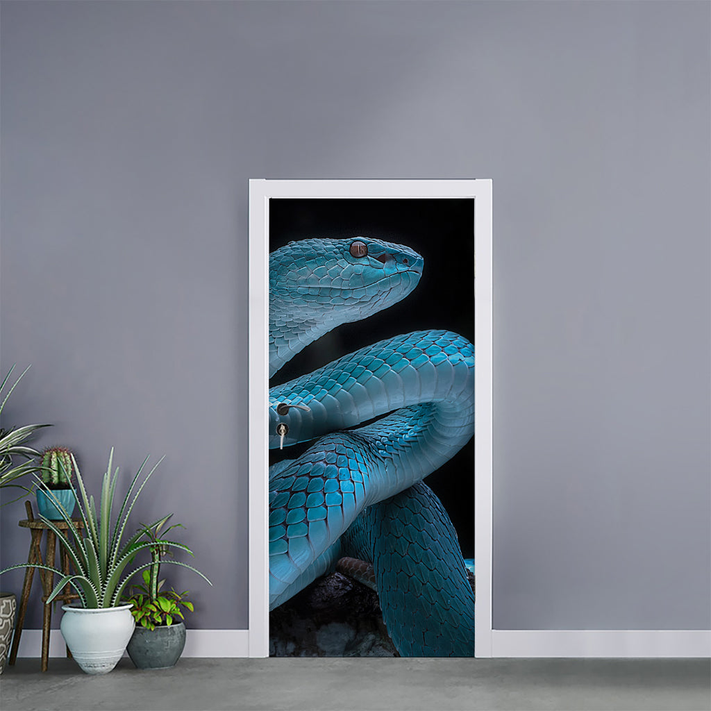 Turquoise Snake Print Door Sticker