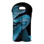 Turquoise Snake Print Double Neoprene Wine Tote