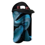 Turquoise Snake Print Double Neoprene Wine Tote