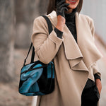 Turquoise Snake Print Double Strap Bible Bag