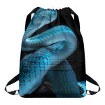 Turquoise Snake Print Drawstring Backpack