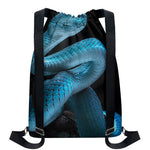 Turquoise Snake Print Drawstring Backpack