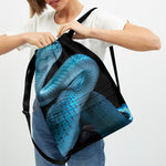 Turquoise Snake Print Drawstring Backpack