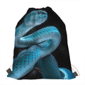 Turquoise Snake Print Drawstring Bag