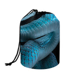Turquoise Snake Print Drawstring Makeup Bag