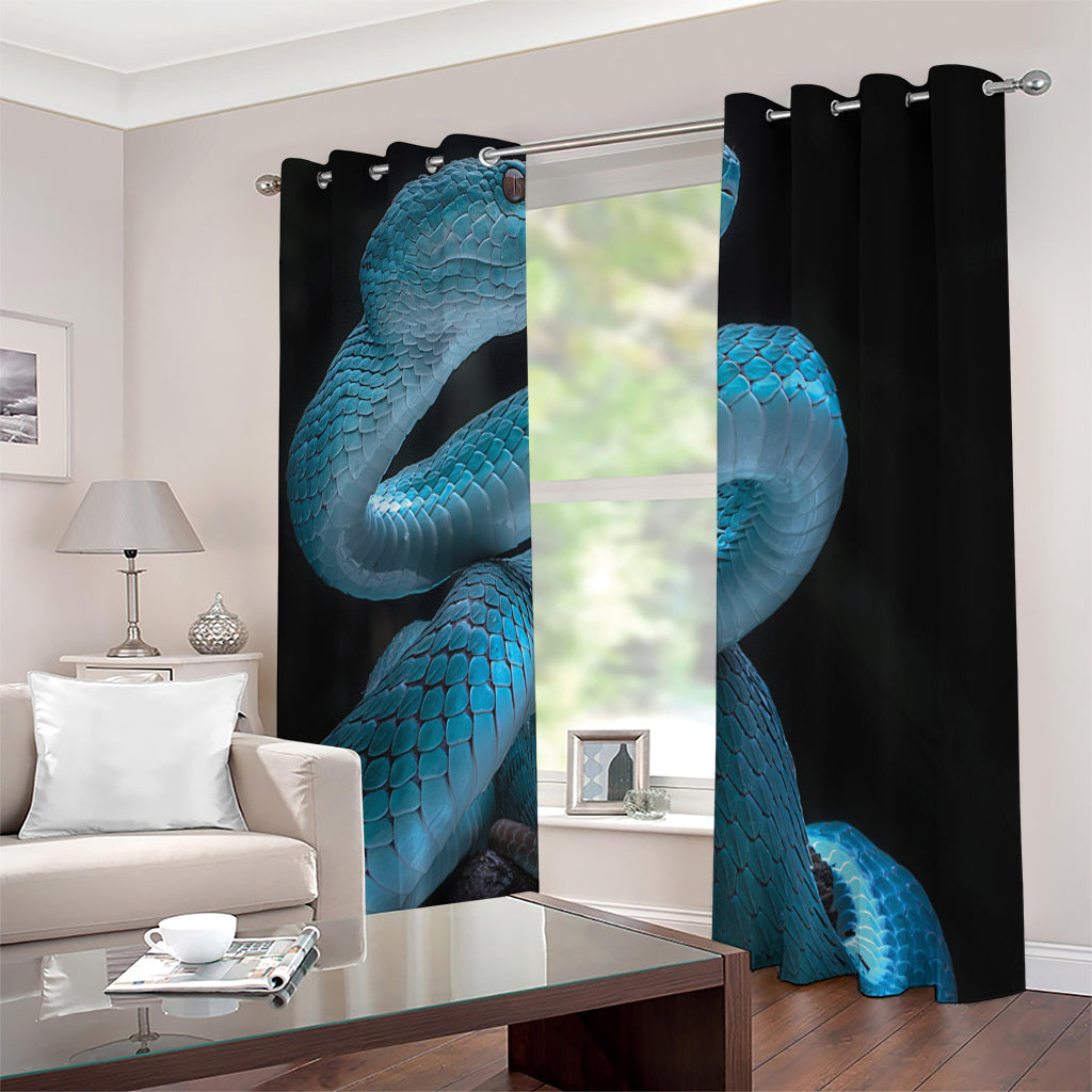 Turquoise Snake Print Extra Wide Grommet Curtains