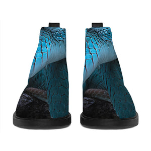 Turquoise Snake Print Flat Ankle Boots