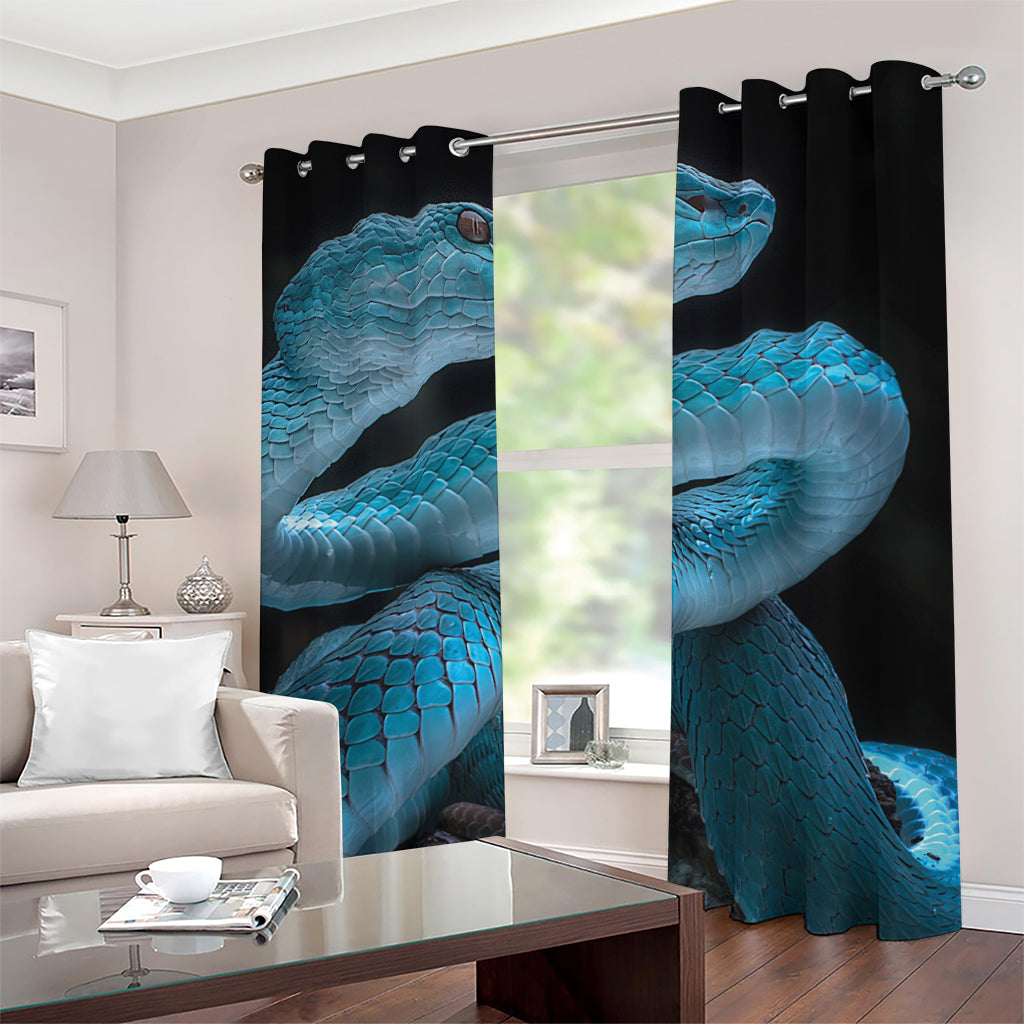 Turquoise Snake Print Grommet Curtains