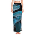 Turquoise Snake Print High Slit Maxi Skirt