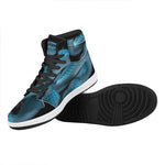 Turquoise Snake Print High Top Leather Sneakers