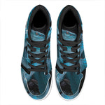 Turquoise Snake Print High Top Leather Sneakers
