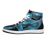 Turquoise Snake Print High Top Leather Sneakers