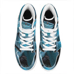 Turquoise Snake Print High Top Leather Sneakers