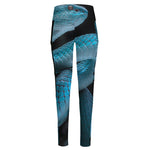 Turquoise Snake Print High-Waisted Pocket Leggings