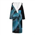 Turquoise Snake Print Hooded Bathrobe