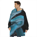 Turquoise Snake Print Hoodie Blanket