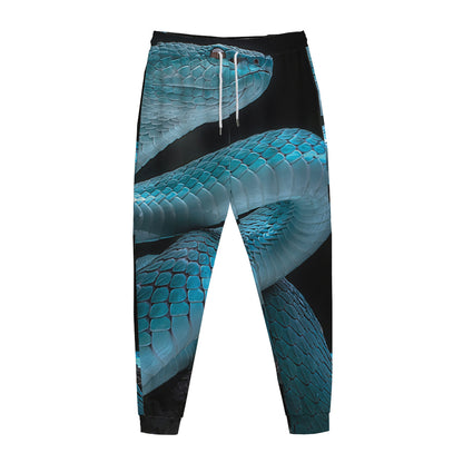 Turquoise Snake Print Jogger Pants