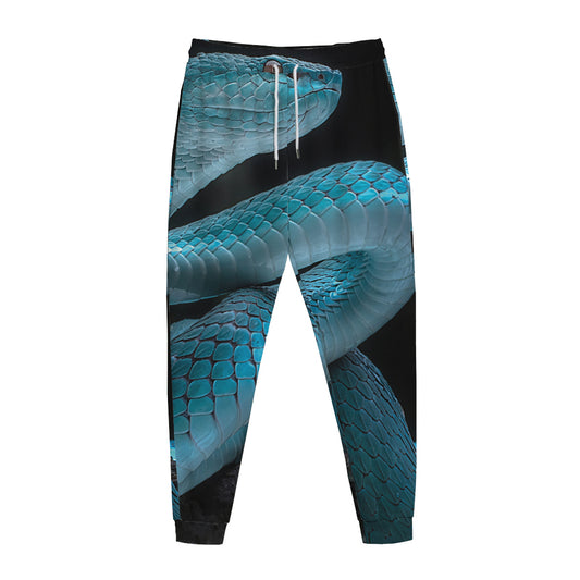 Turquoise Snake Print Jogger Pants