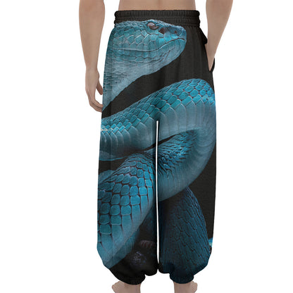 Turquoise Snake Print Lantern Pants
