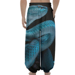 Turquoise Snake Print Lantern Pants