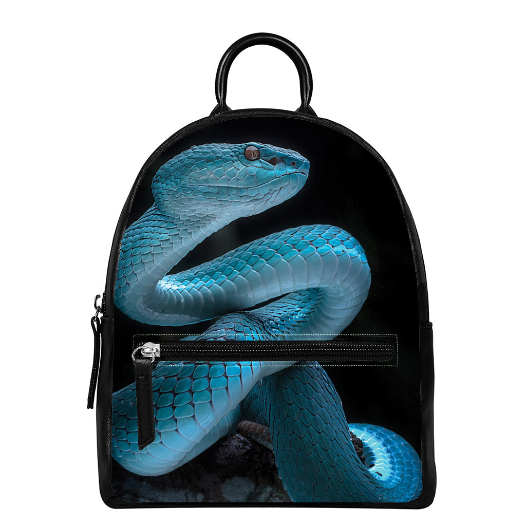 Turquoise Snake Print Leather Backpack