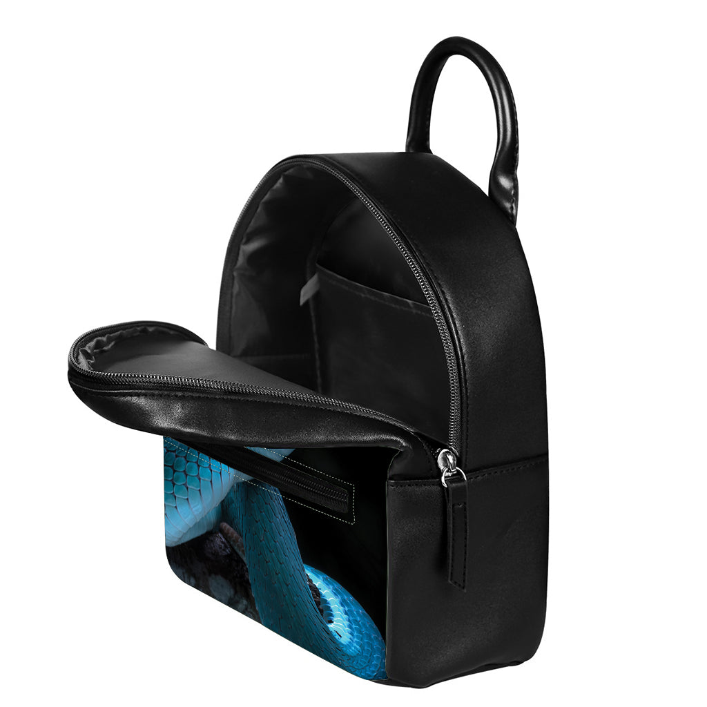 Turquoise Snake Print Leather Backpack