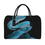 Turquoise Snake Print Leather Duffle Bag