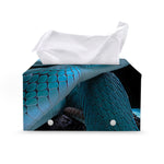 Turquoise Snake Print Leather Tissue Box Cover