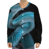 Turquoise Snake Print Long Sleeve Baseball Jersey