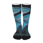 Turquoise Snake Print Long Socks