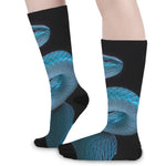 Turquoise Snake Print Long Socks