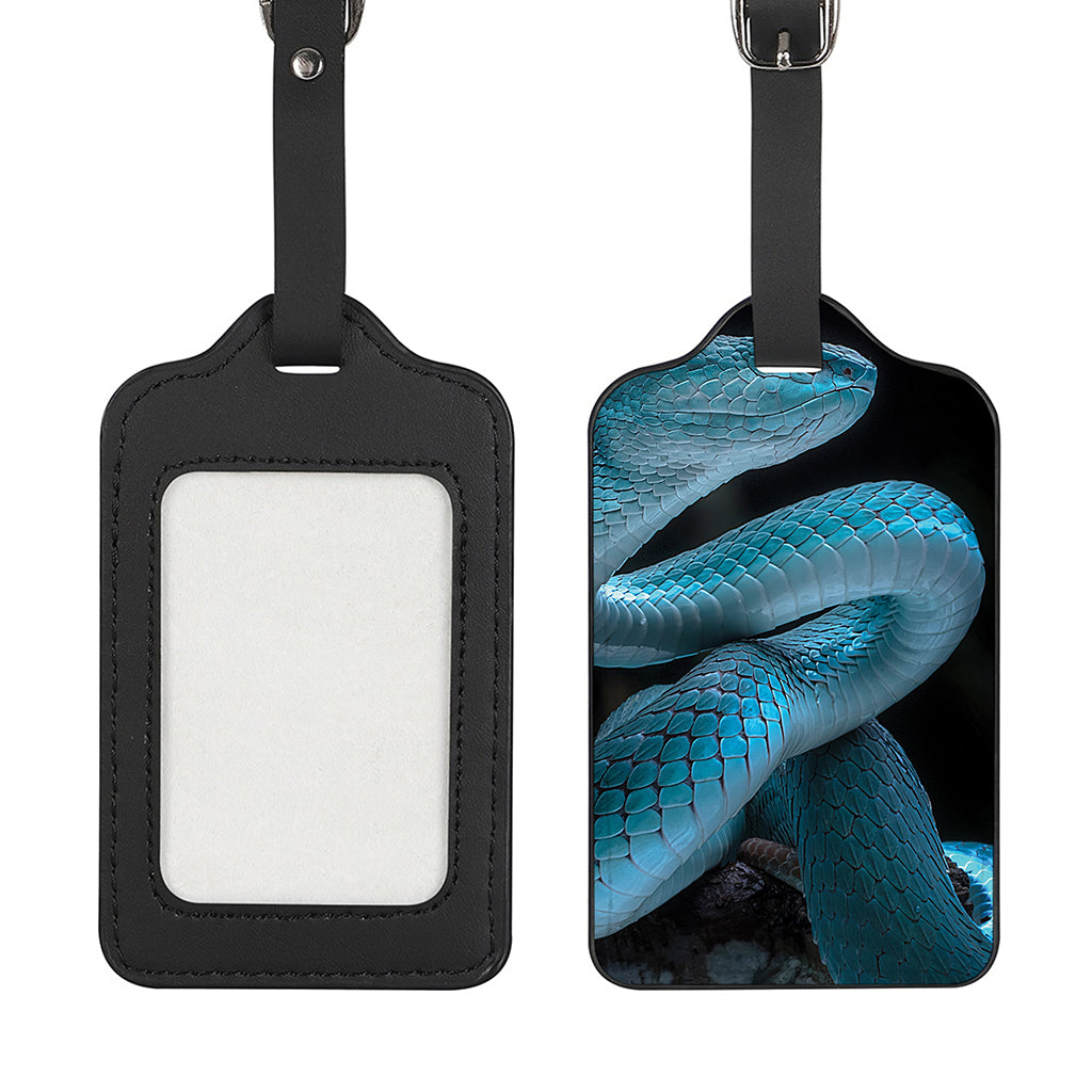 Turquoise Snake Print Luggage Tag