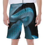 Turquoise Snake Print Men's Beach Shorts