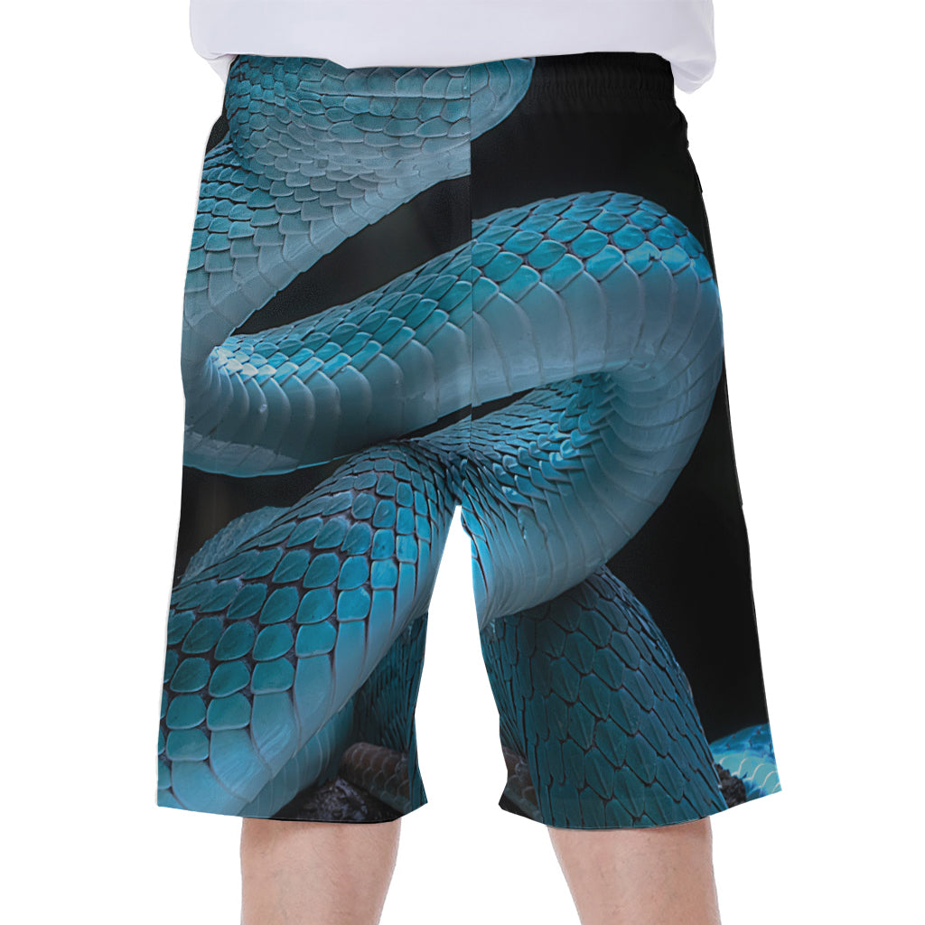 Turquoise Snake Print Men's Beach Shorts