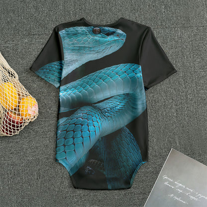Turquoise Snake Print Men's Bodysuit
