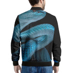 Turquoise Snake Print Men's Bomber Jacket