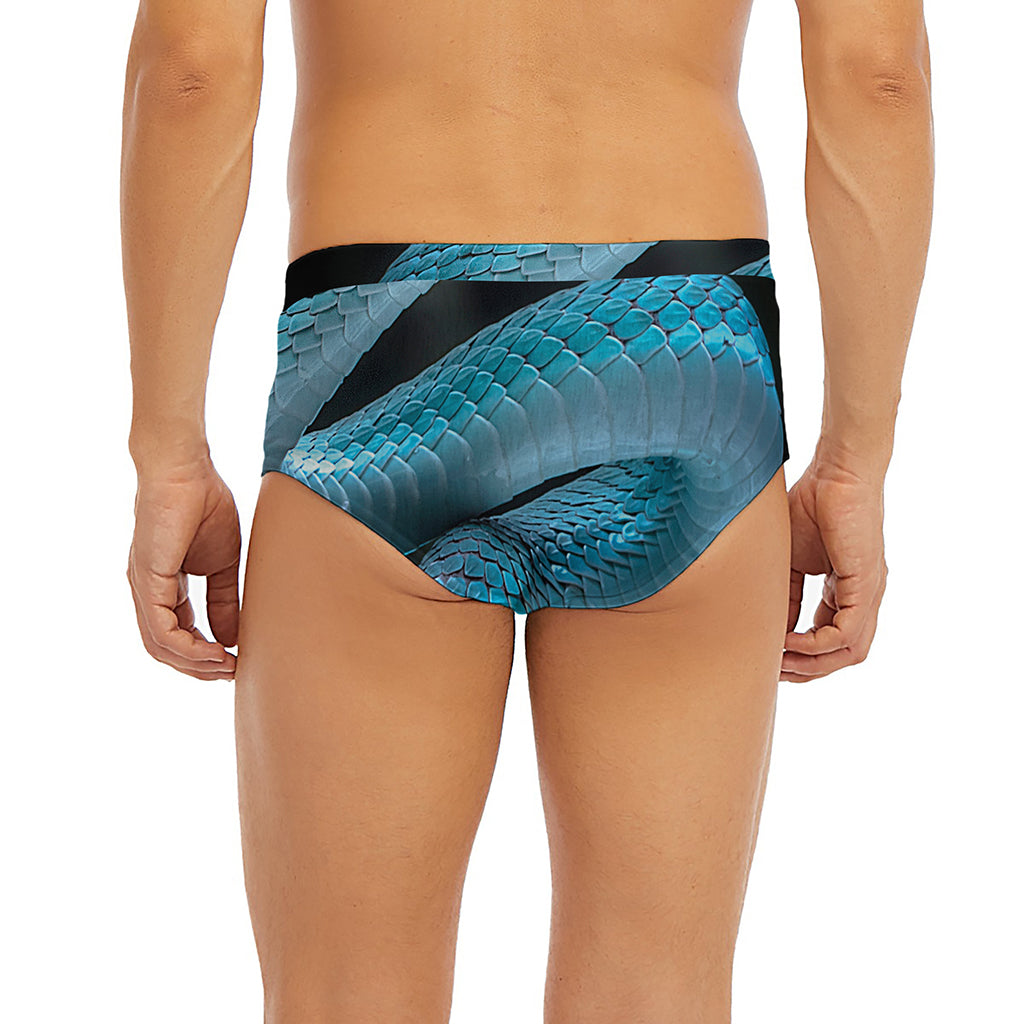 Turquoise Snake Print Men's Briefs