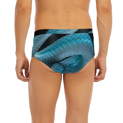 Turquoise Snake Print Men's Briefs