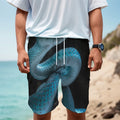 Turquoise Snake Print Men's Cargo Shorts