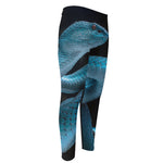Turquoise Snake Print Men's Compression Pants