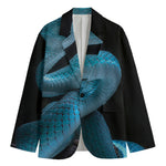 Turquoise Snake Print Men's Cotton Blazer