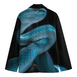 Turquoise Snake Print Men's Cotton Blazer